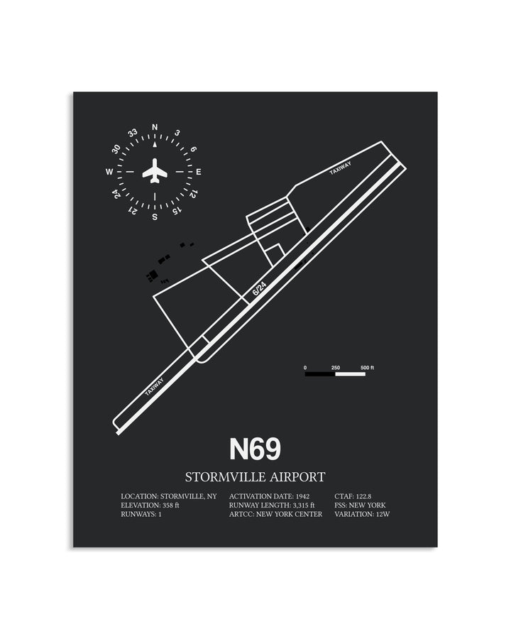 Gray Framed Stormville Airport layout wall art poster