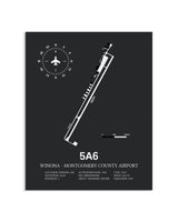 Gray Framed Winona - Montgomery County Airport layout wall art poster