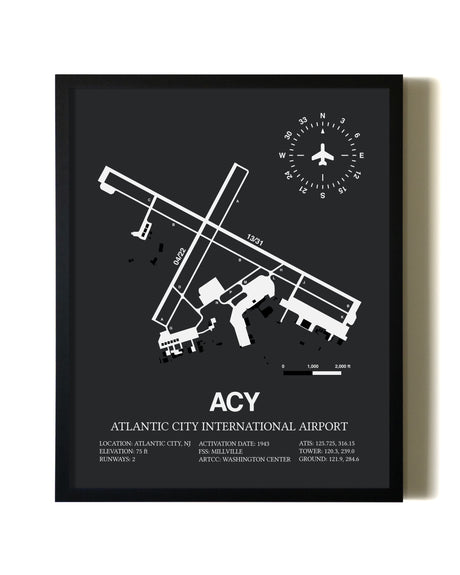 Unframed Atlantic City International Airport map print poster