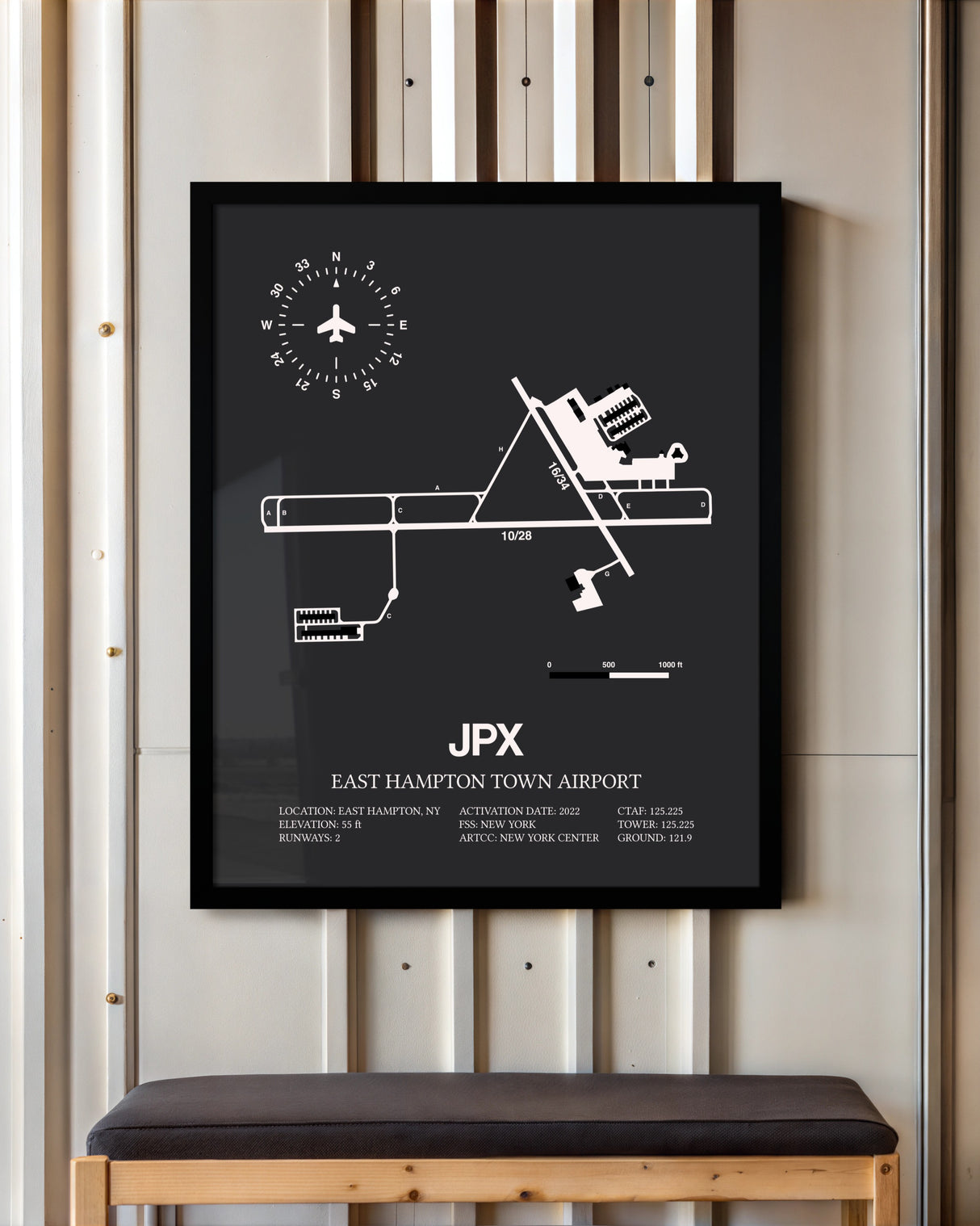Frame color options for East Hampton Town Airport Wall Art