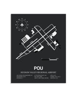 Gray Framed Hudson Valley Regional Airport layout wall art poster