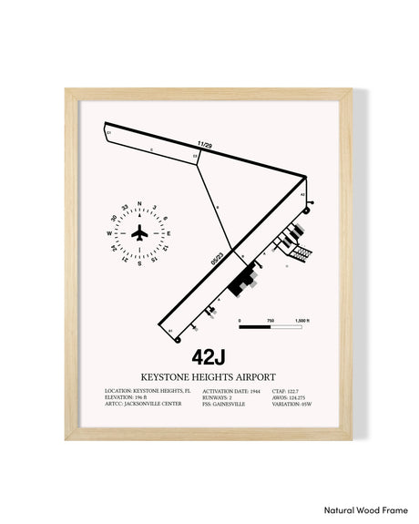 Detailed Airport Map of Keystone Heights Airport (42J) in White with a Natural Frame