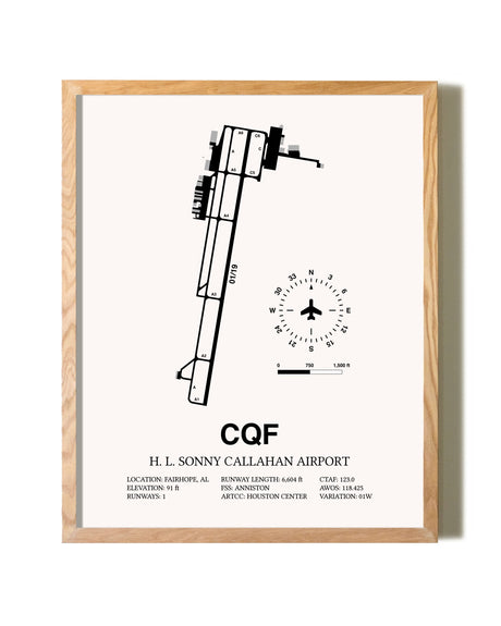 H. L. Sonny Callahan Airport framed print in natural wood frame