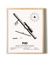 Harry Clever Field Airport framed wall art in white frame