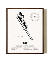 Gillespie County Airport aviation print in walnut frame