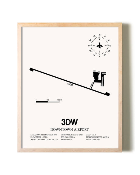 Downtown Airport framed wall art in white frame