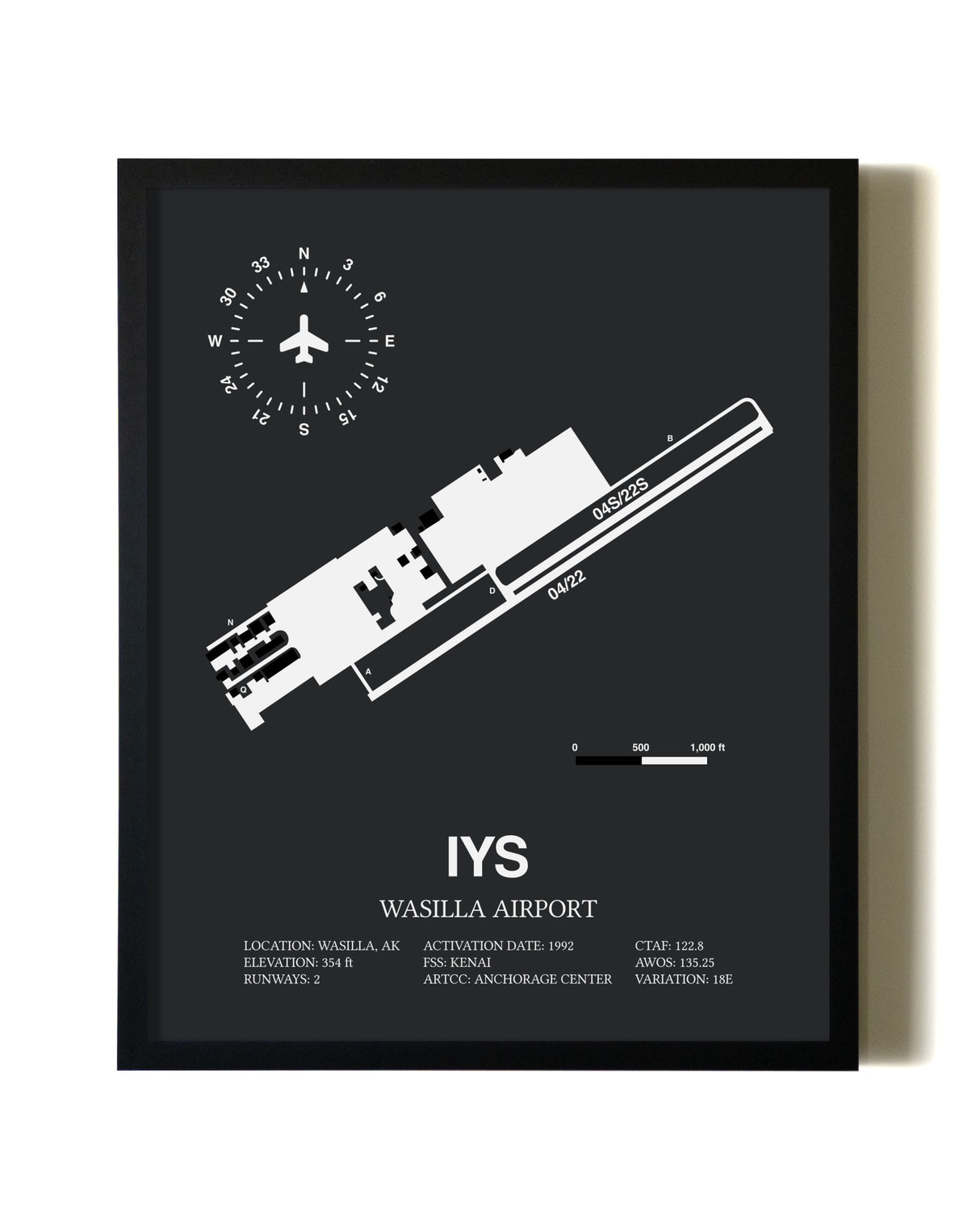 Unframed Wasilla Airport map print poster