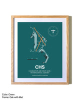 Charleston Air Force Base/International Airport airport map poster in oak frame with mat