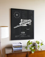 Gray Framed Cable Airport wall art poster in black frame