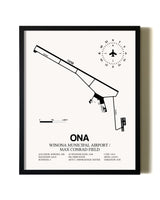 Framed Winona Municipal Airport / Max Conrad Field wall art poster in black frame