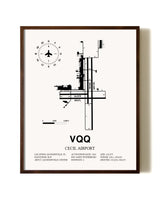 Cecil Airport aviation print in walnut frame