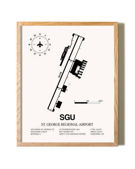 St. George Regional Airport framed print in natural wood frame