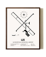 Jacksonville Municipal Airport aviation print in walnut frame