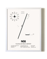 Flanagan Field Airport airport map poster in oak frame