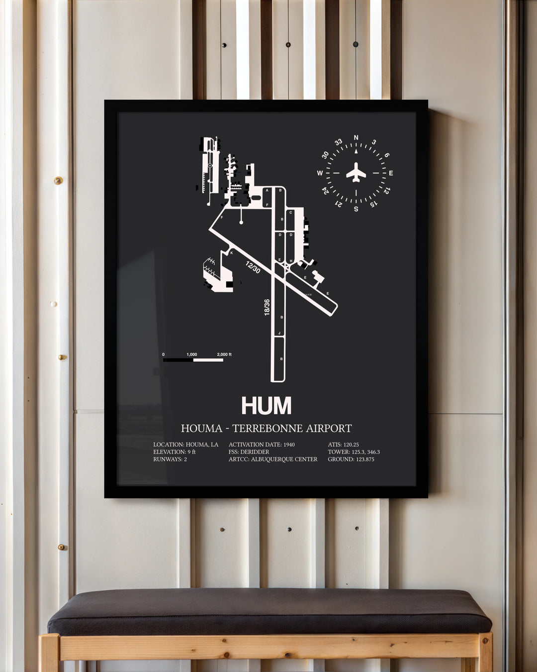 Frame color options for Houma-Terrebonne Airport Wall Art