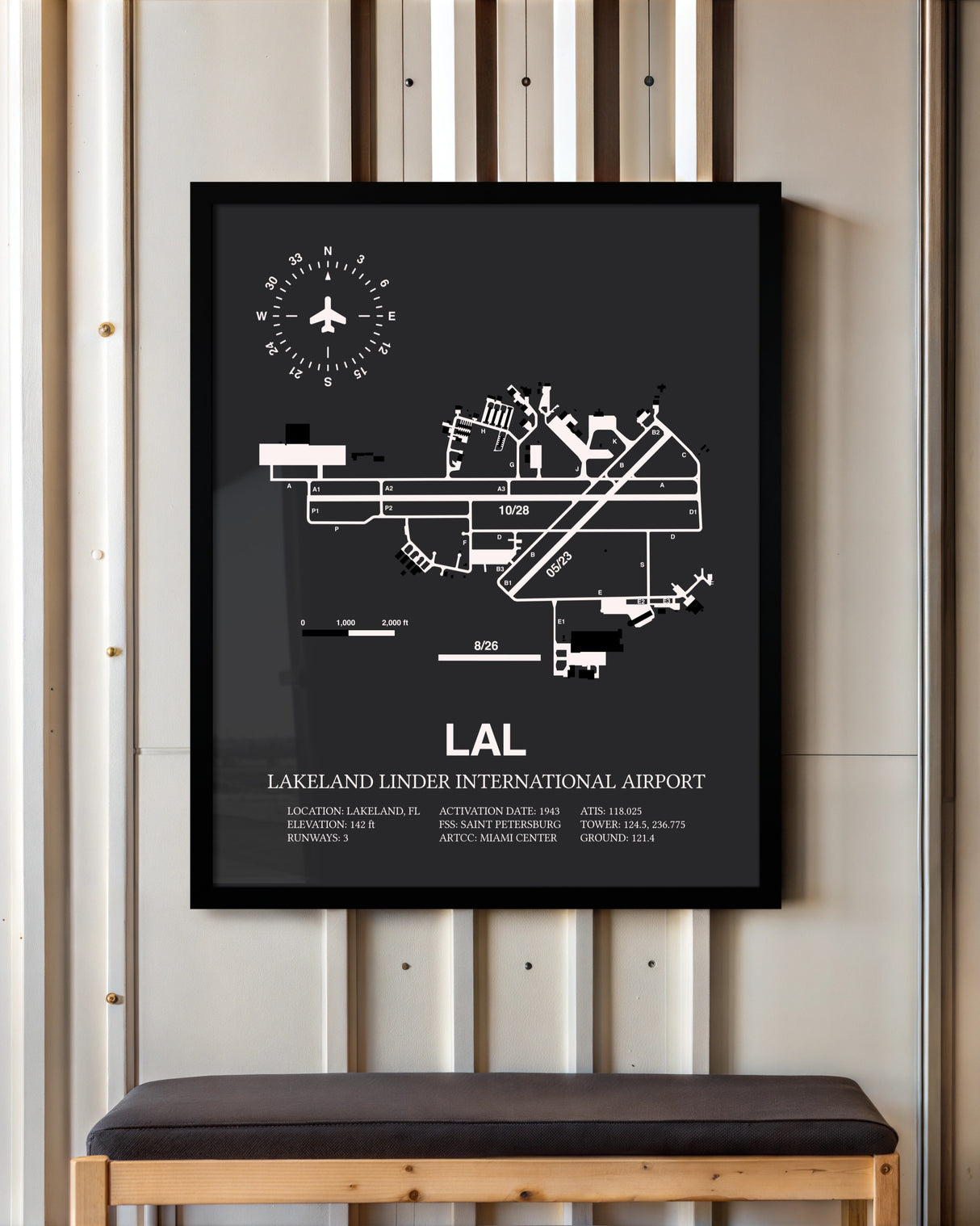 Frame color options for Lakeland Linder International Airport Wall Art