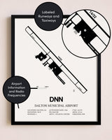 Framed Dalton Municipal Airport layout wall art poster