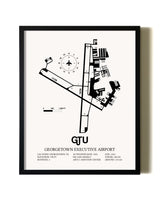 Framed Georgetown Executive Airport At Johnny Gantt Field wall art poster in black frame