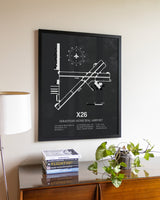 Gray Framed Sebastian Municipal Airport wall art poster in black frame