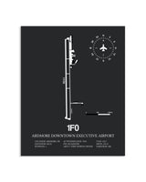 Gray Framed Ardmore Downtown Executive Airport layout wall art poster