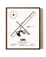 Sumter Airport aviation print in walnut frame