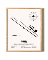 Harold Davidson Field Airport framed print in natural wood frame