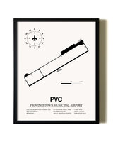 Framed Provincetown Municipal Airport wall art poster in black frame