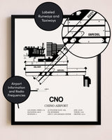 Framed Chino Airport layout wall art poster