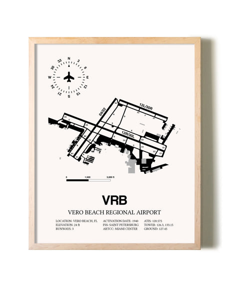 Vero Beach Regional Airport framed wall art in white frame