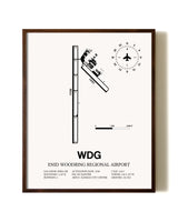 Enid Woodring Regional Airport aviation print in walnut frame