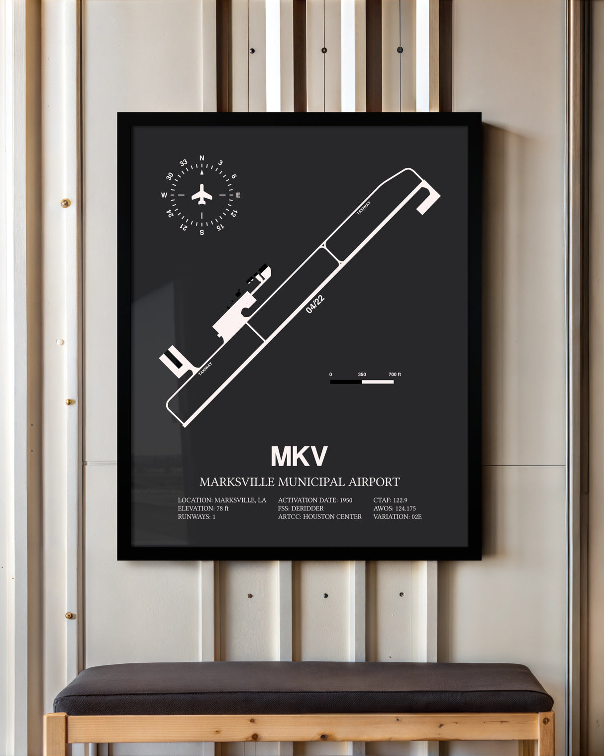Frame color options for Marksville Municipal Airport Wall Art
