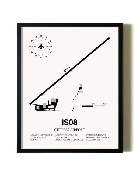 Framed Curless Airport wall art poster in black frame