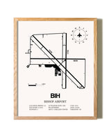 Bishop Airport framed print in natural wood frame