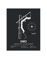 Gray Framed Greenwood-Leflore Airport layout wall art poster