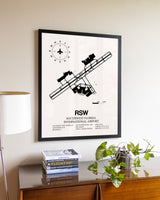 Southwest Florida International Airport aviation wall décor in black wood frame