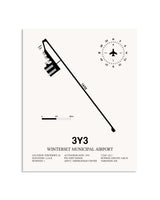 Gray Winterset Municipal Airport framed poster displayed in an airplane hangar