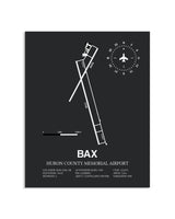 Gray Framed Huron County Memorial Airport layout wall art poster