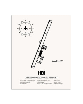 Gray Asheboro Regional Airport framed poster displayed in an airplane hangar