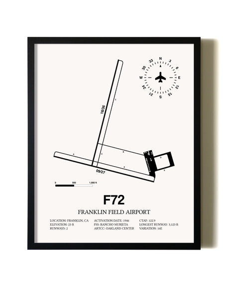 Framed Franklin Field Airport wall art poster in black frame