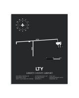 Gray Framed Liberty County Airport layout wall art poster