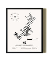Framed Clermont County Airport wall art poster in black frame