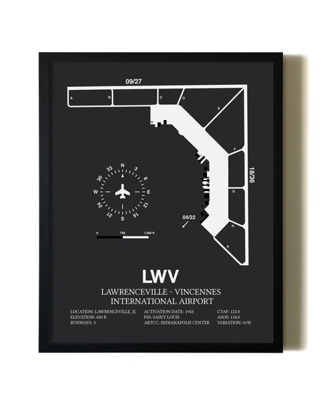 Unframed Lawrenceville-Vincennes International Airport map print poster