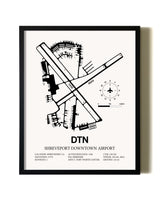 Framed Shreveport Downtown Airport wall art poster in black frame