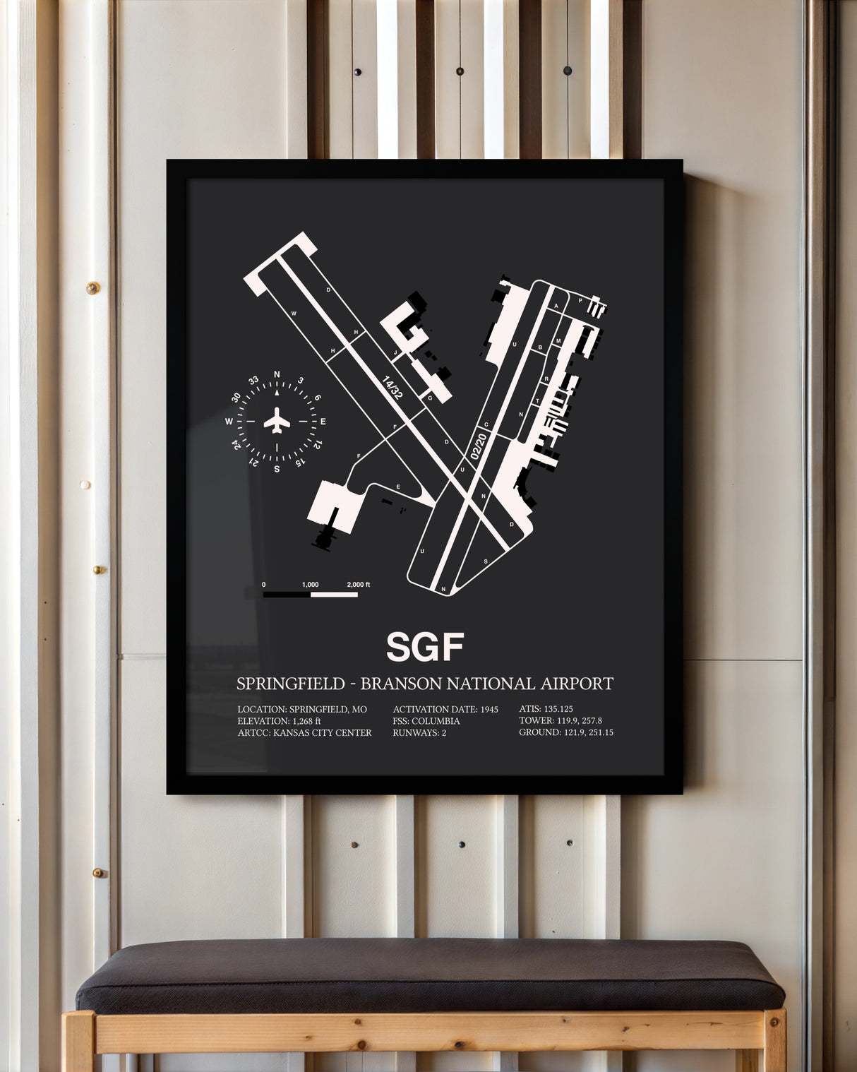 Frame color options for Springfield-Branson National Airport Wall Art