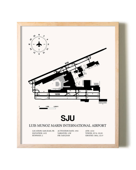 Luis Munoz Marin International Airport framed wall art in white frame