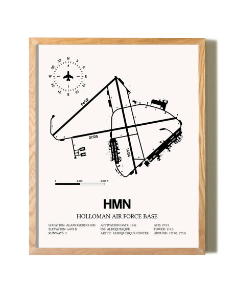 Holloman Air Force Base framed print in natural wood frame