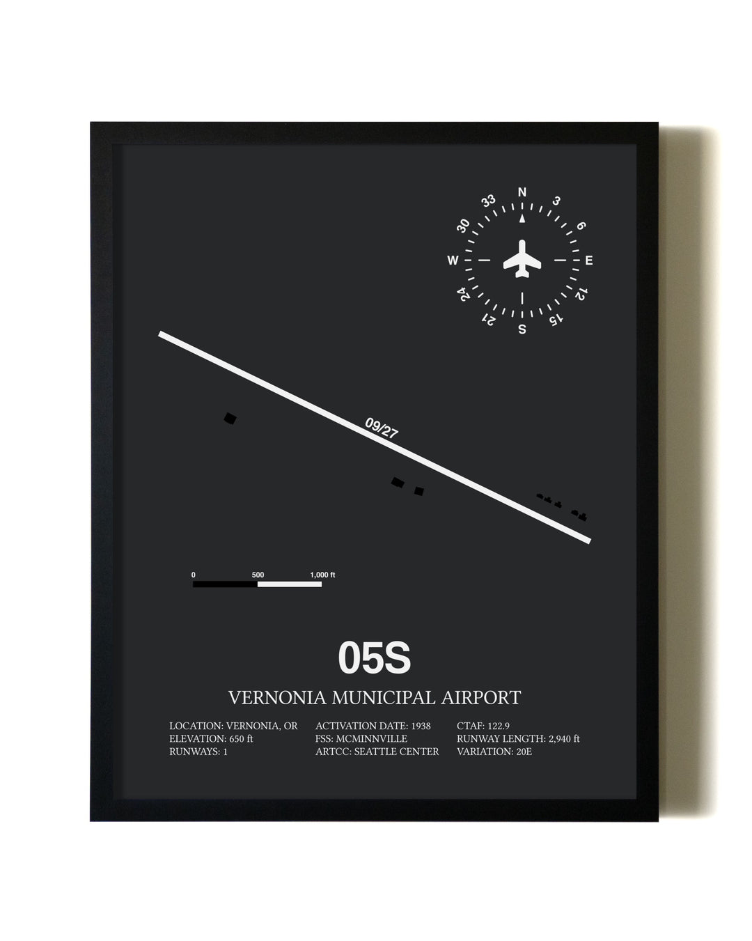 Unframed Vernonia Municipal Airport map print poster