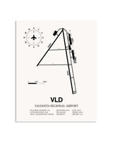 Gray Valdosta Regional Airport framed poster displayed in an airplane hangar