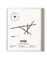 Harman Airport airport map poster in oak frame