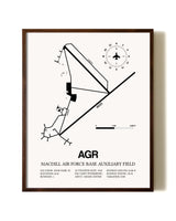 MacDill Air Force Base Auxiliary Field aviation print in walnut frame
